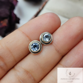Blue Topaz Stud Earring, 925 Sterling Silver Earring, Topaz Bridal Stud Earring, Wedding Topaz Jewelry, Handmade Earring, Gift For Daughter